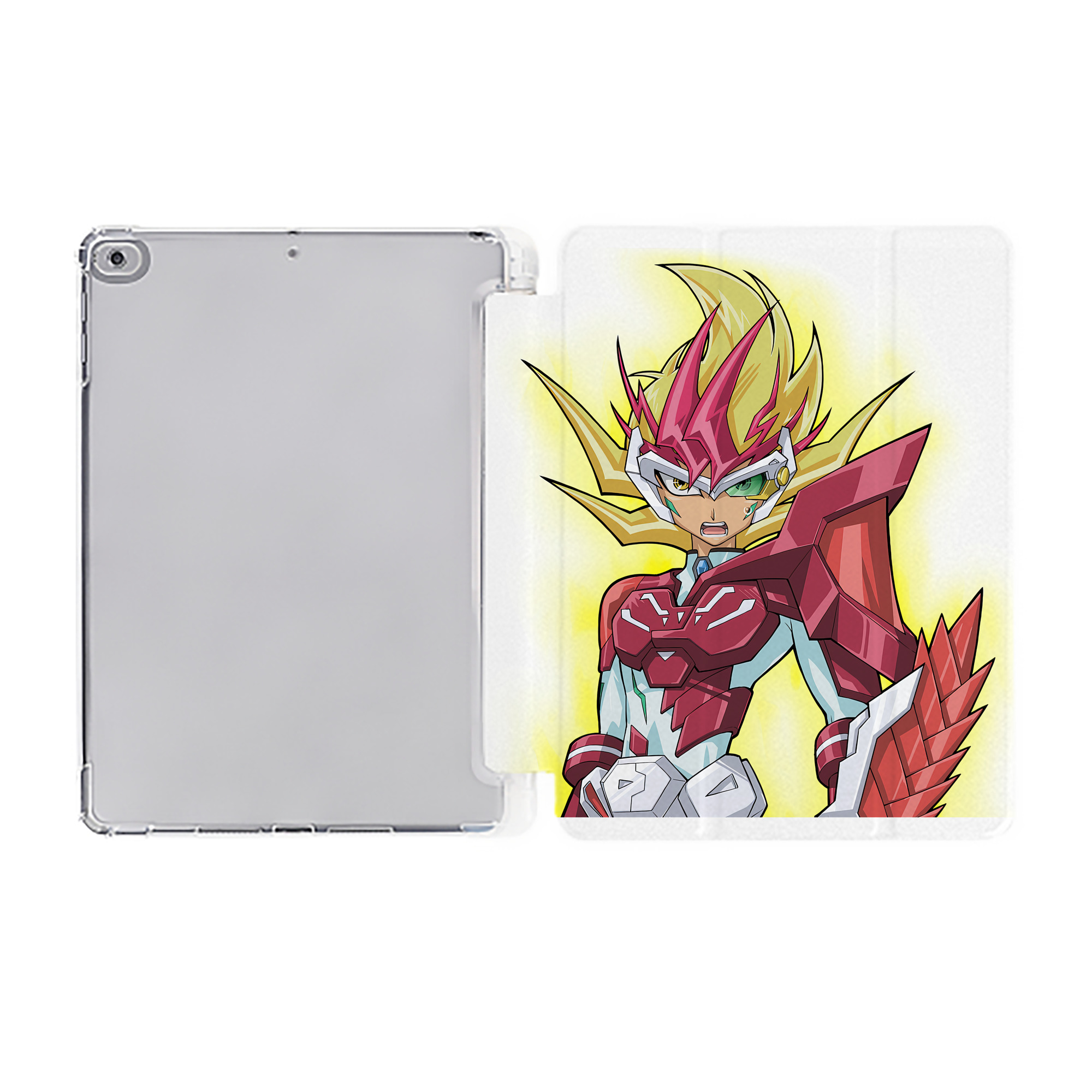 （画像用） 遊☆戯☆王 Yu-Gi-Oh! IPad ケース ペン収納付き 三つ折りスタンド PUレザー×シリコン 対応機種9.5/10.5/10.9インチ